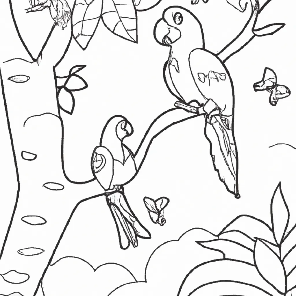 Entre no Mundo das Aves com Desenhos de Papagaios para Colorir 12