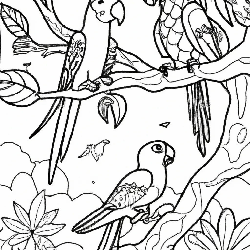 Entre no Mundo das Aves com Desenhos de Papagaios para Colorir 14