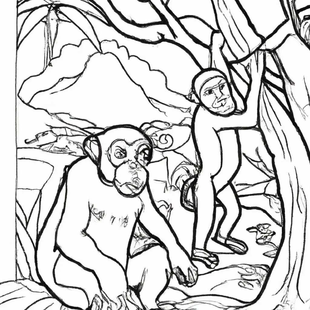 Pinte a Selva com Desenhos de Chimpanzés para Colorir 3 Pinte a Selva com Desenhos de Chimpanzés para Colorir 2