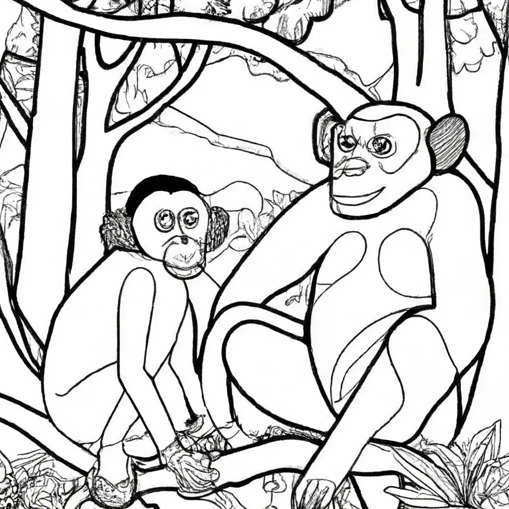 Pinte a Selva com Desenhos de Chimpanzés para Colorir 25 Pinte a Selva com Desenhos de Chimpanzés para Colorir 24