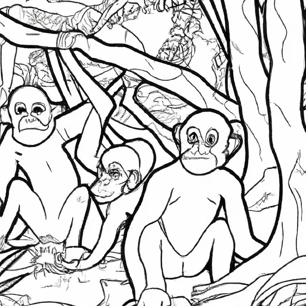 Pinte a Selva com Desenhos de Chimpanzés para Colorir 11 Pinte a Selva com Desenhos de Chimpanzés para Colorir 10