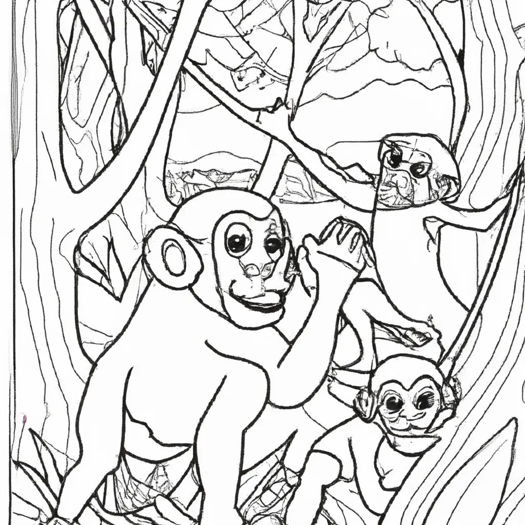 Pinte a Selva com Desenhos de Chimpanzés para Colorir 27 Pinte a Selva com Desenhos de Chimpanzés para Colorir 26