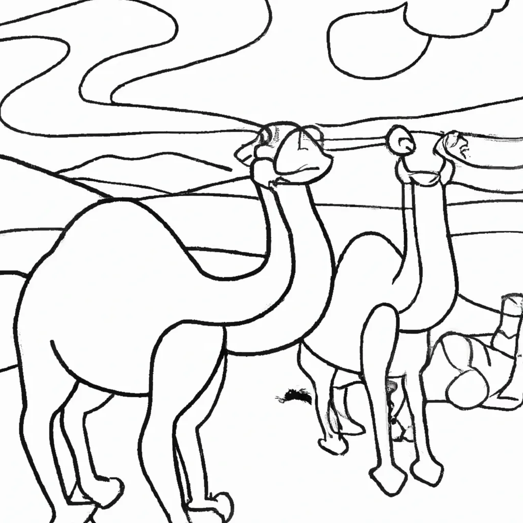 Viaje pelo Deserto com Desenhos de Dromedários para Colorir 7 Viaje pelo Deserto com Desenhos de Dromedários para Colorir 6