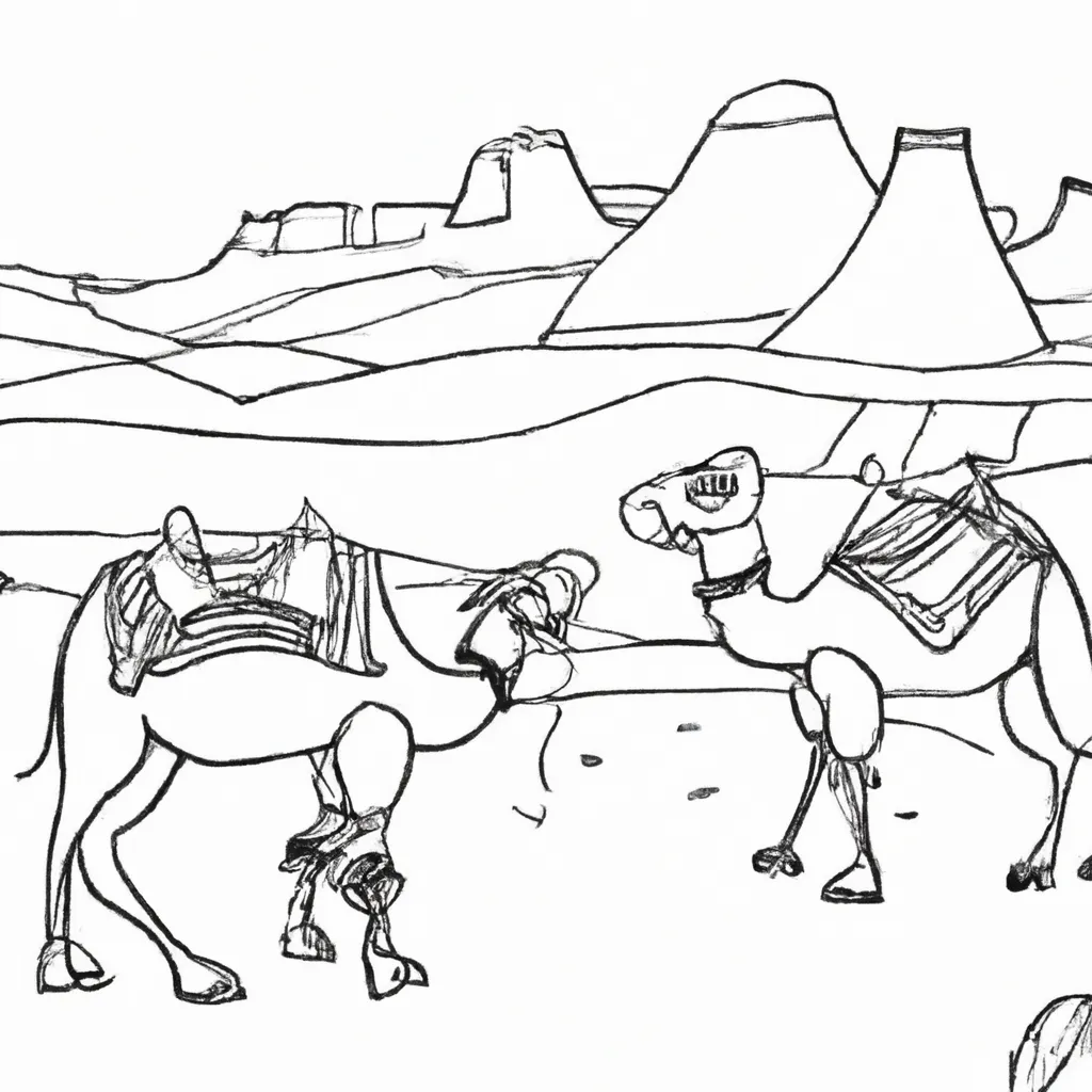 Viaje pelo Deserto com Desenhos de Dromedários para Colorir 5 Viaje pelo Deserto com Desenhos de Dromedários para Colorir 4