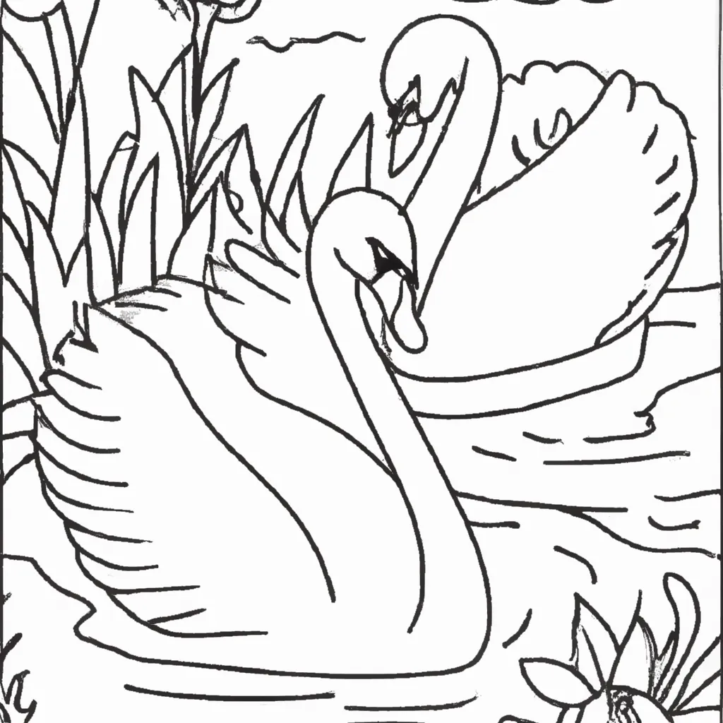 Encontre Paz com Desenhos de Cisnes para Colorir 2