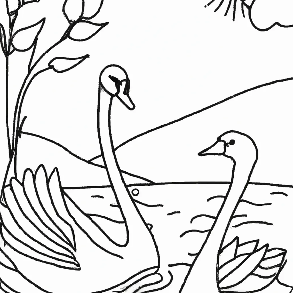 Encontre Paz com Desenhos de Cisnes para Colorir 8