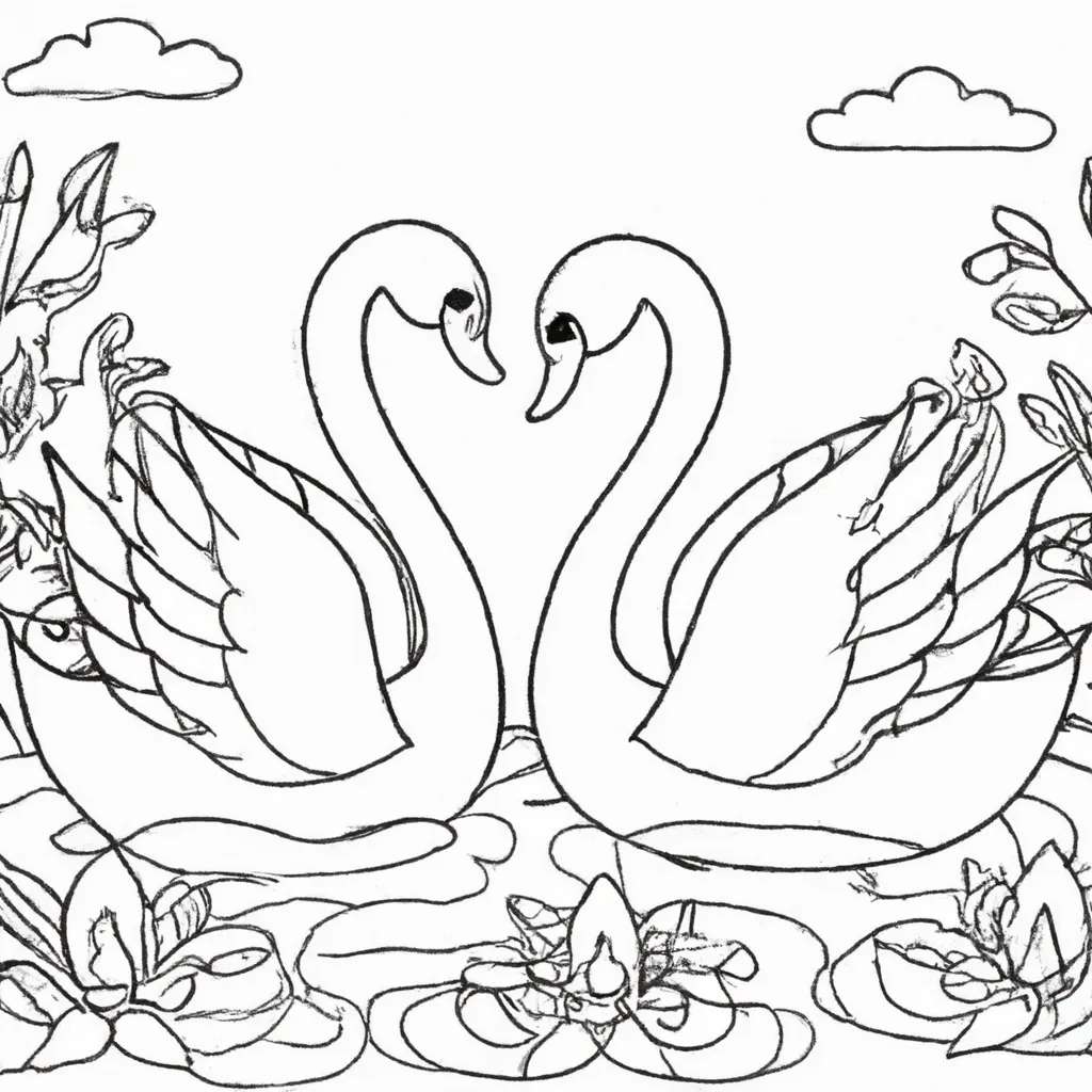Encontre Paz com Desenhos de Cisnes para Colorir 18