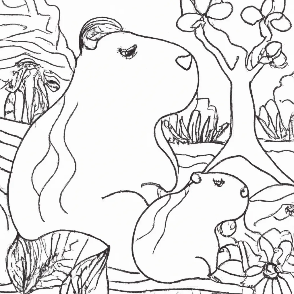 Pinte a Natureza com Desenhos de Capivaras para Colorir 20