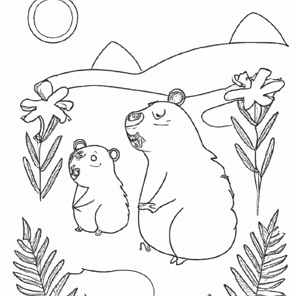 Pinte a Natureza com Desenhos de Capivaras para Colorir 28