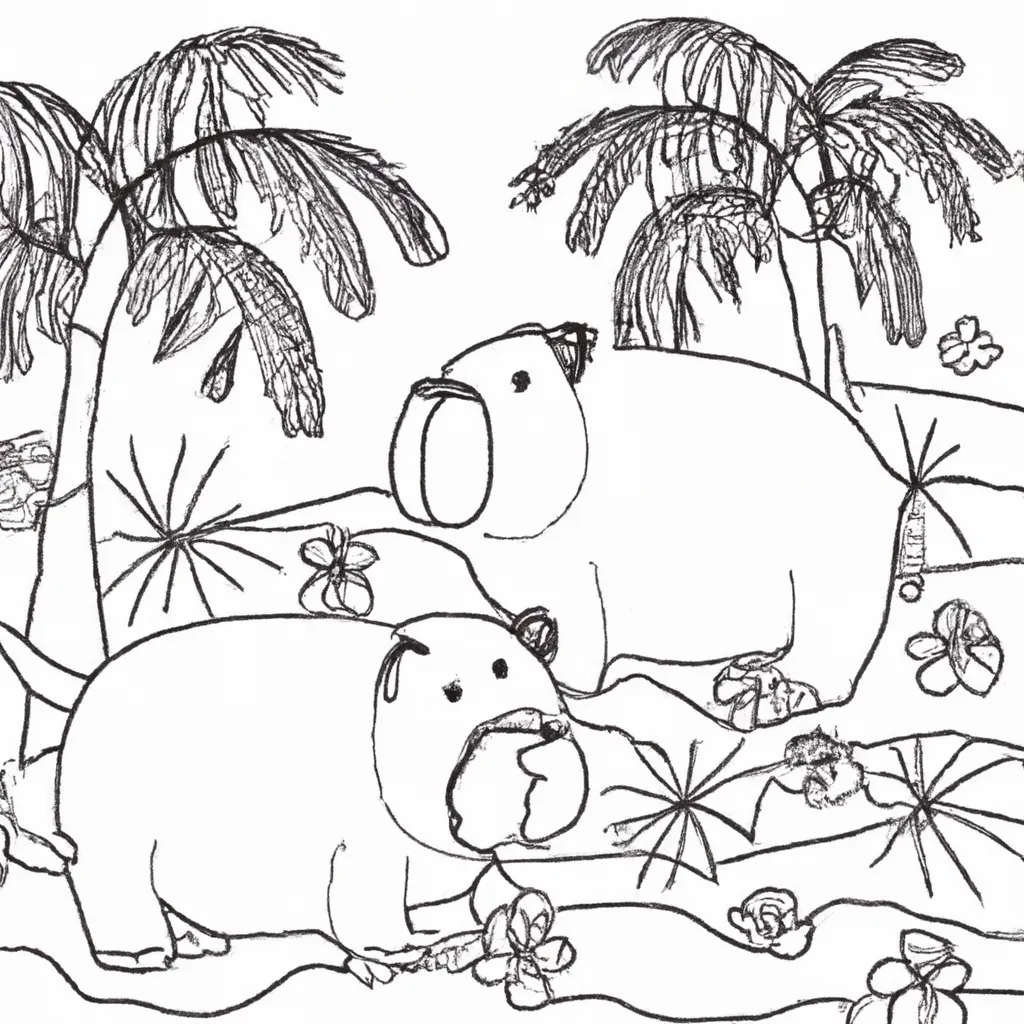 Pinte a Natureza com Desenhos de Capivaras para Colorir 16