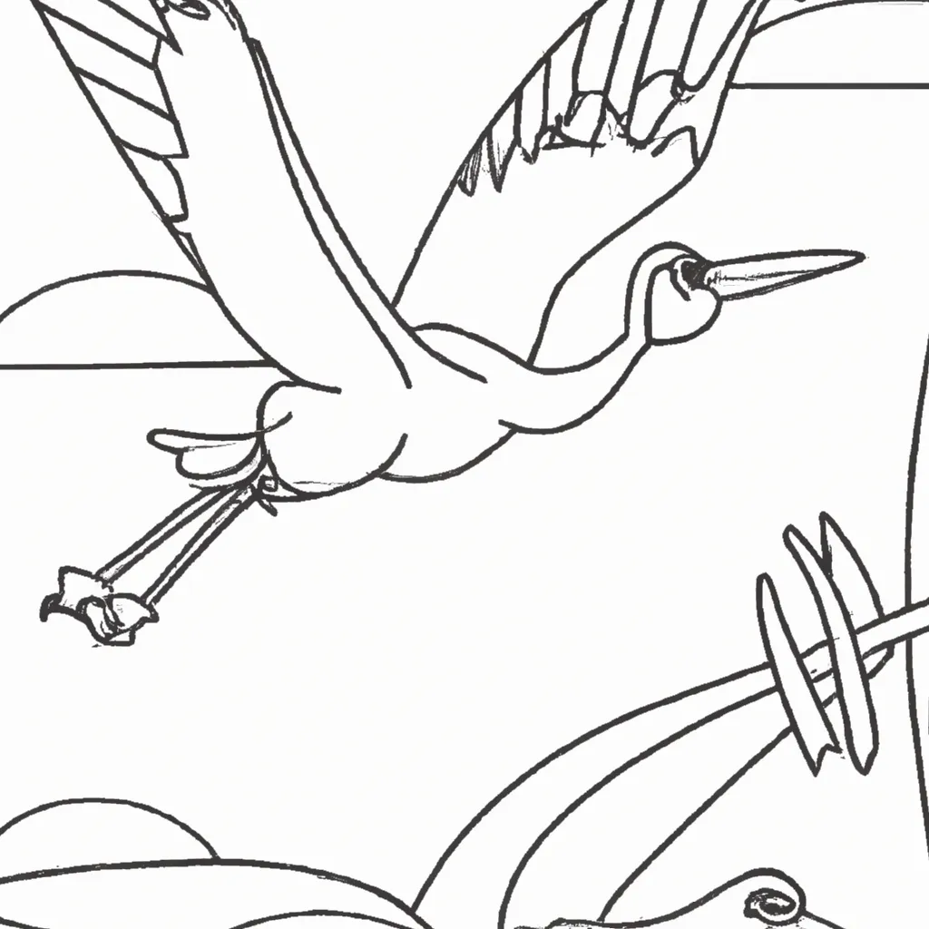 Deixe a Arte Voar com Desenhos de Cegonhas para Colorir 2