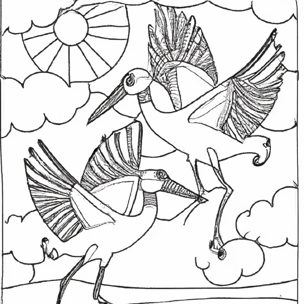 Deixe a Arte Voar com Desenhos de Cegonhas para Colorir 26