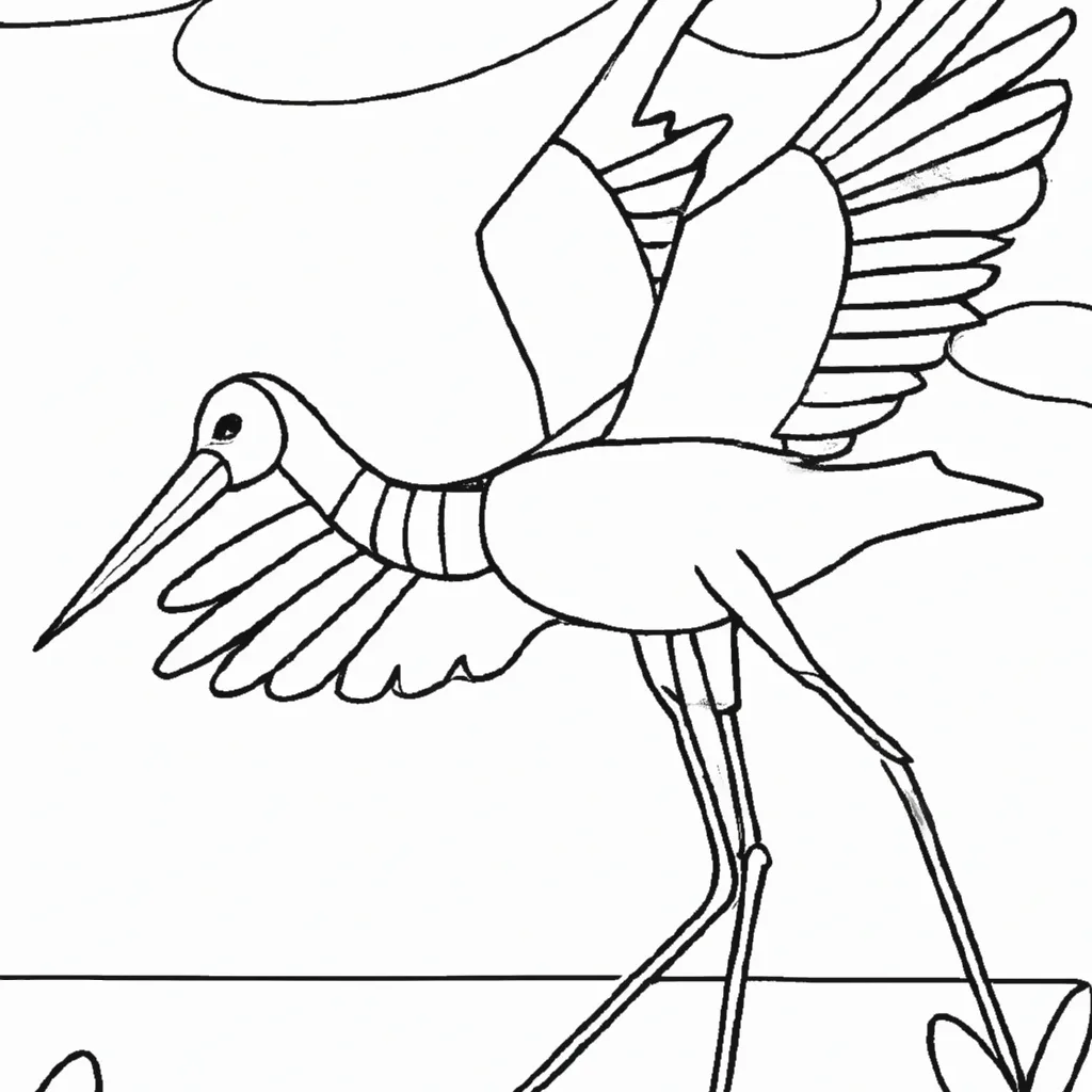 Deixe a Arte Voar com Desenhos de Cegonhas para Colorir 4