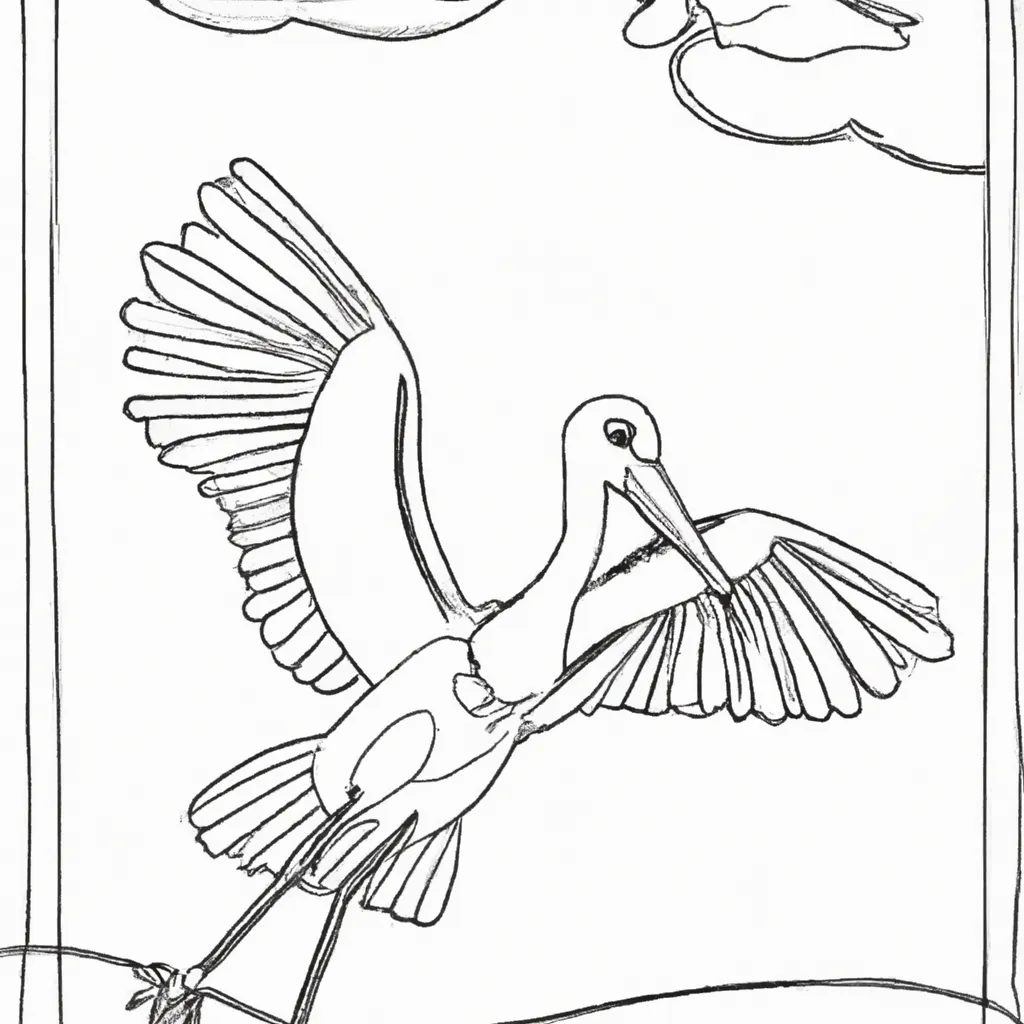 Deixe a Arte Voar com Desenhos de Cegonhas para Colorir 8