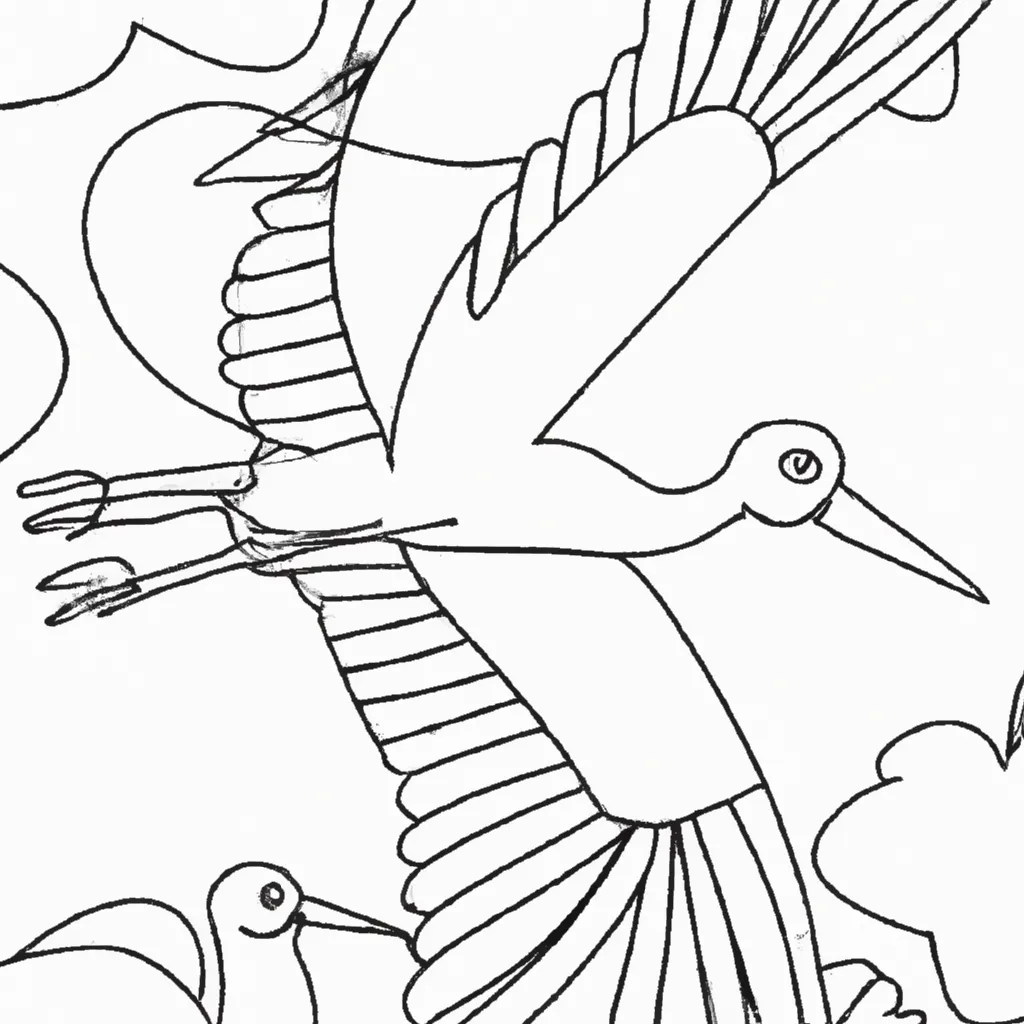 Deixe a Arte Voar com Desenhos de Cegonhas para Colorir 10