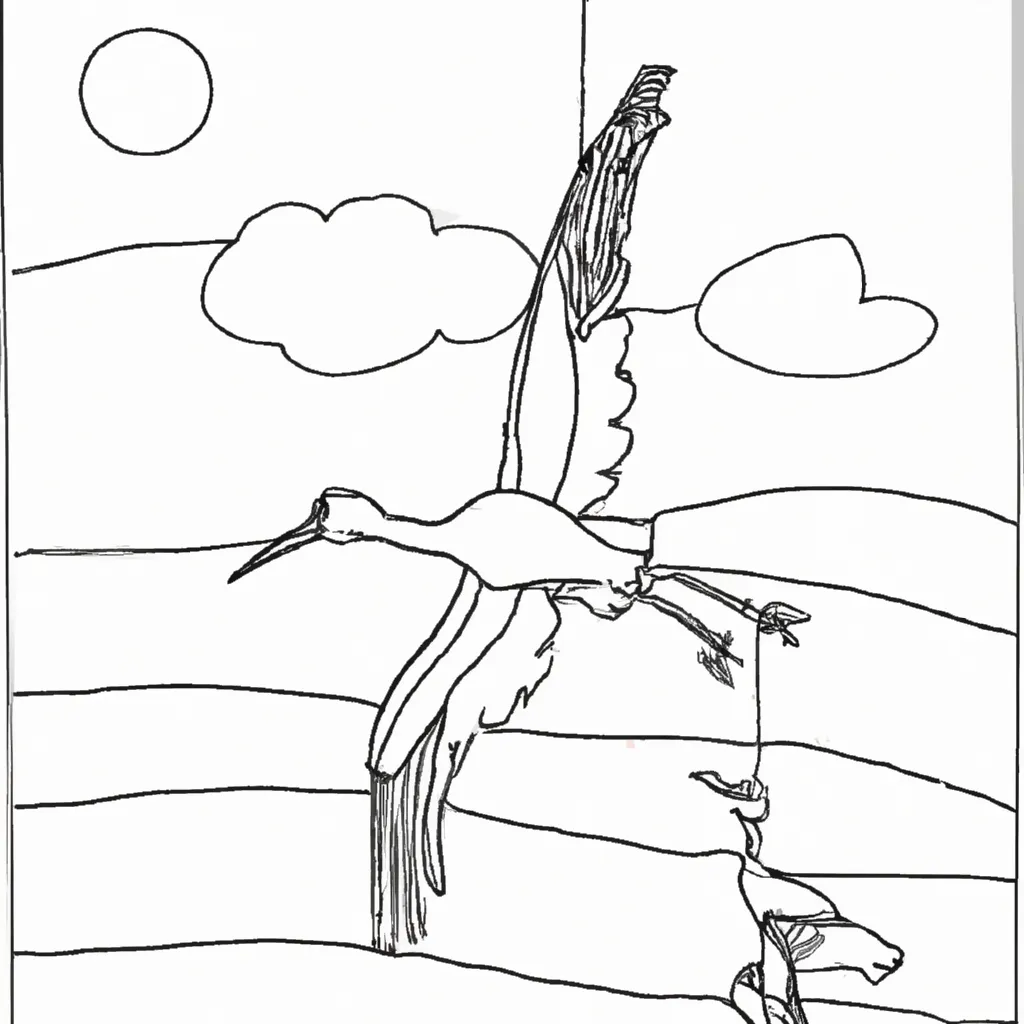 Deixe a Arte Voar com Desenhos de Cegonhas para Colorir 24