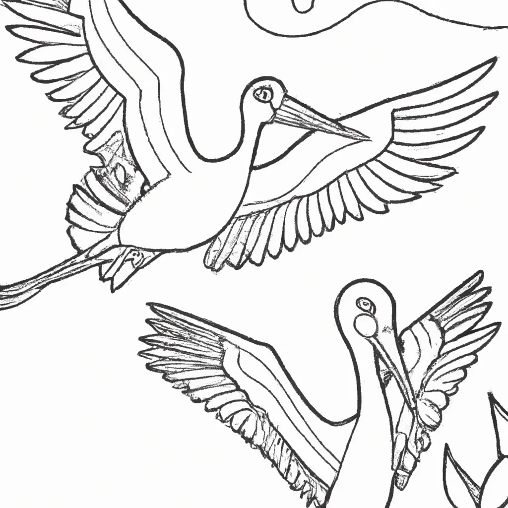 Deixe a Arte Voar com Desenhos de Cegonhas para Colorir 28
