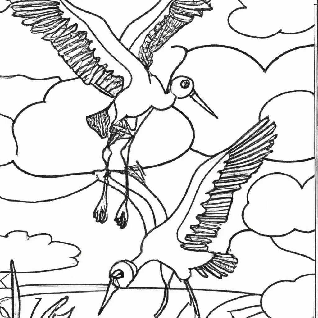 Deixe a Arte Voar com Desenhos de Cegonhas para Colorir 30