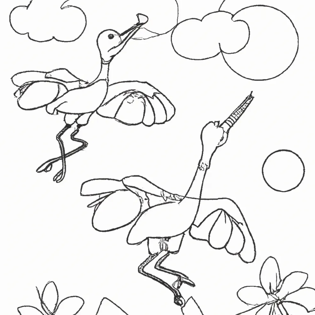 Deixe a Arte Voar com Desenhos de Cegonhas para Colorir 18
