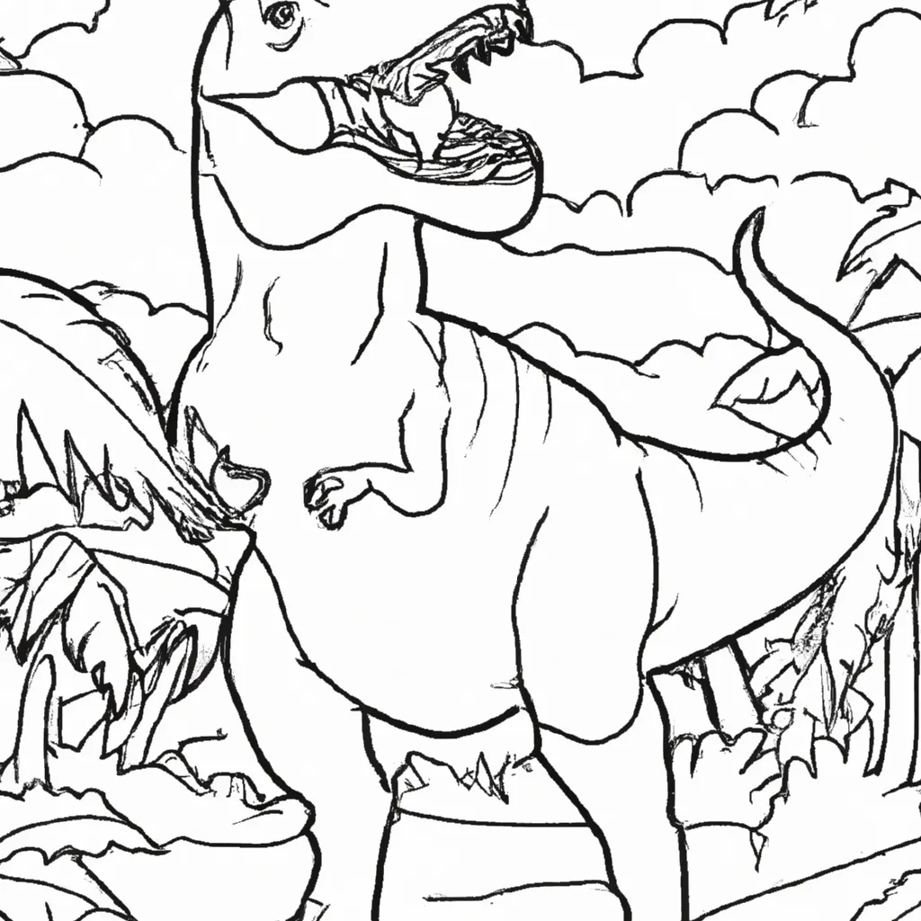 Deixe Sua Imaginação Roar com Desenhos de Dinossauros T-Rex para Colorir 4