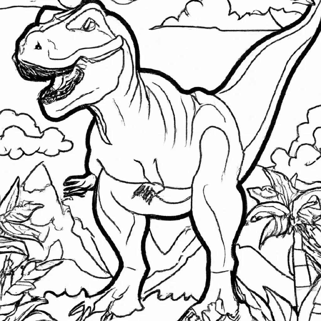 Deixe Sua Imaginação Roar com Desenhos de Dinossauros T-Rex para Colorir 8