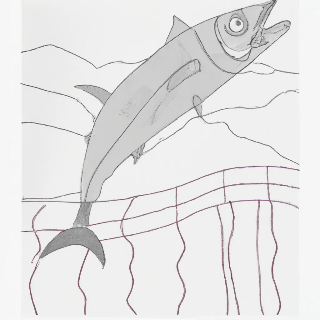 Arte no Mar: Desenhos de Atum para Colorir