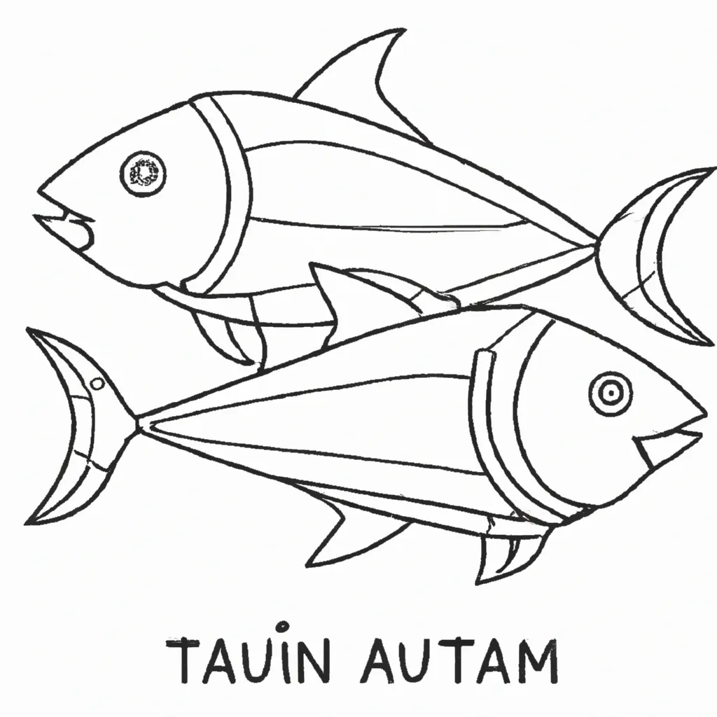 Arte no Mar: Desenhos de Atum para Colorir 2