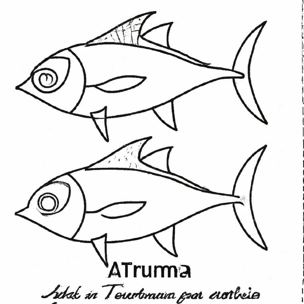Arte no Mar: Desenhos de Atum para Colorir 4