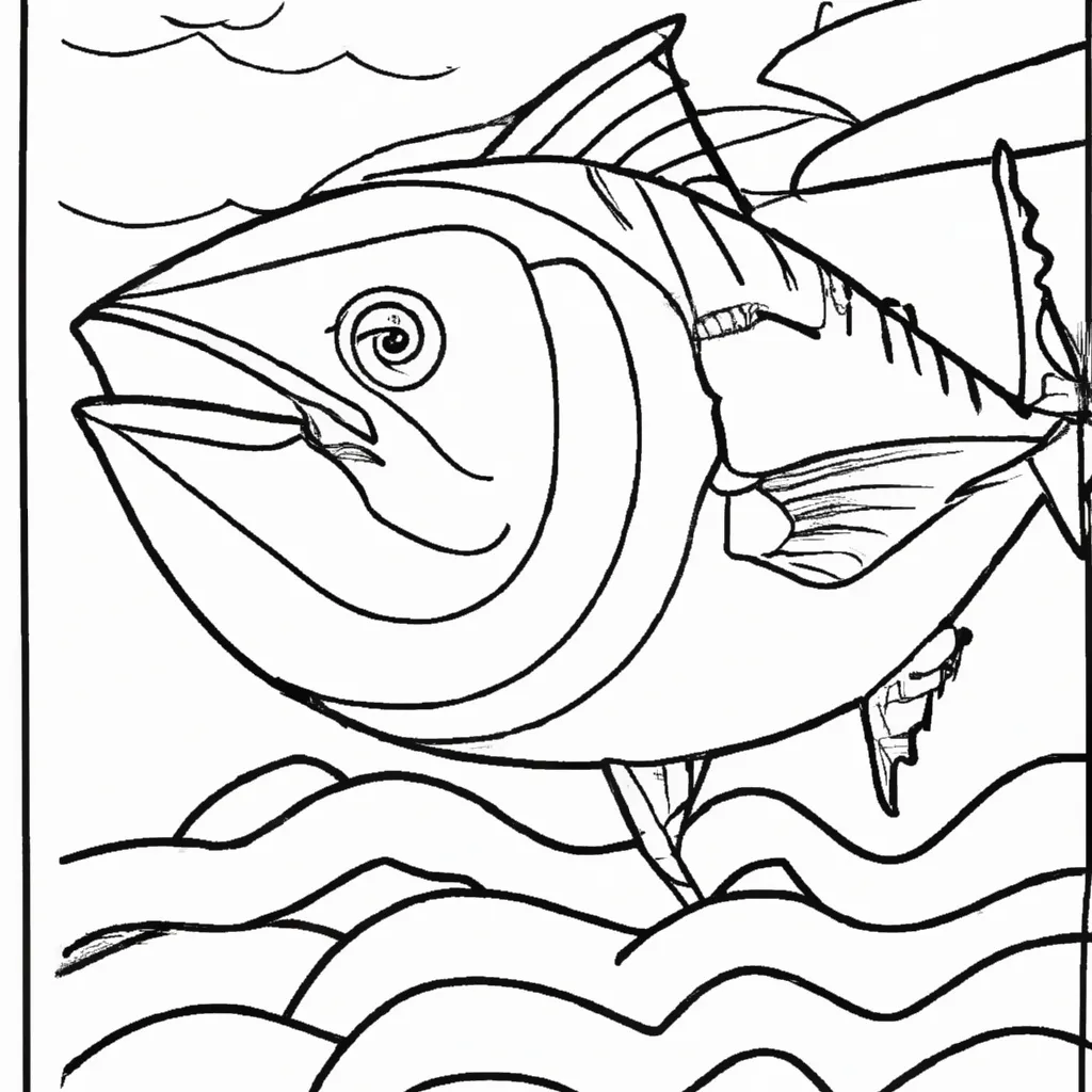 Arte no Mar: Desenhos de Atum para Colorir 8