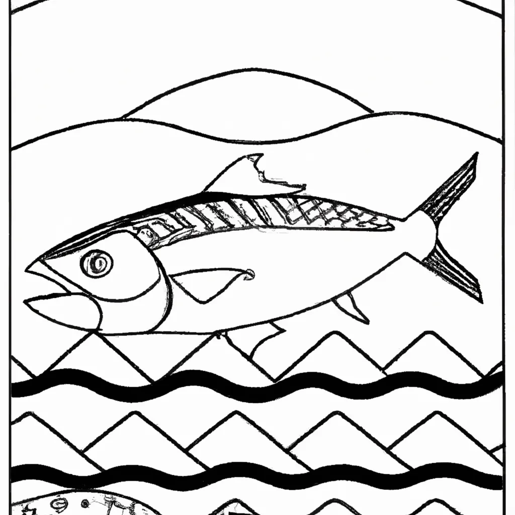 Arte no Mar: Desenhos de Atum para Colorir 18
