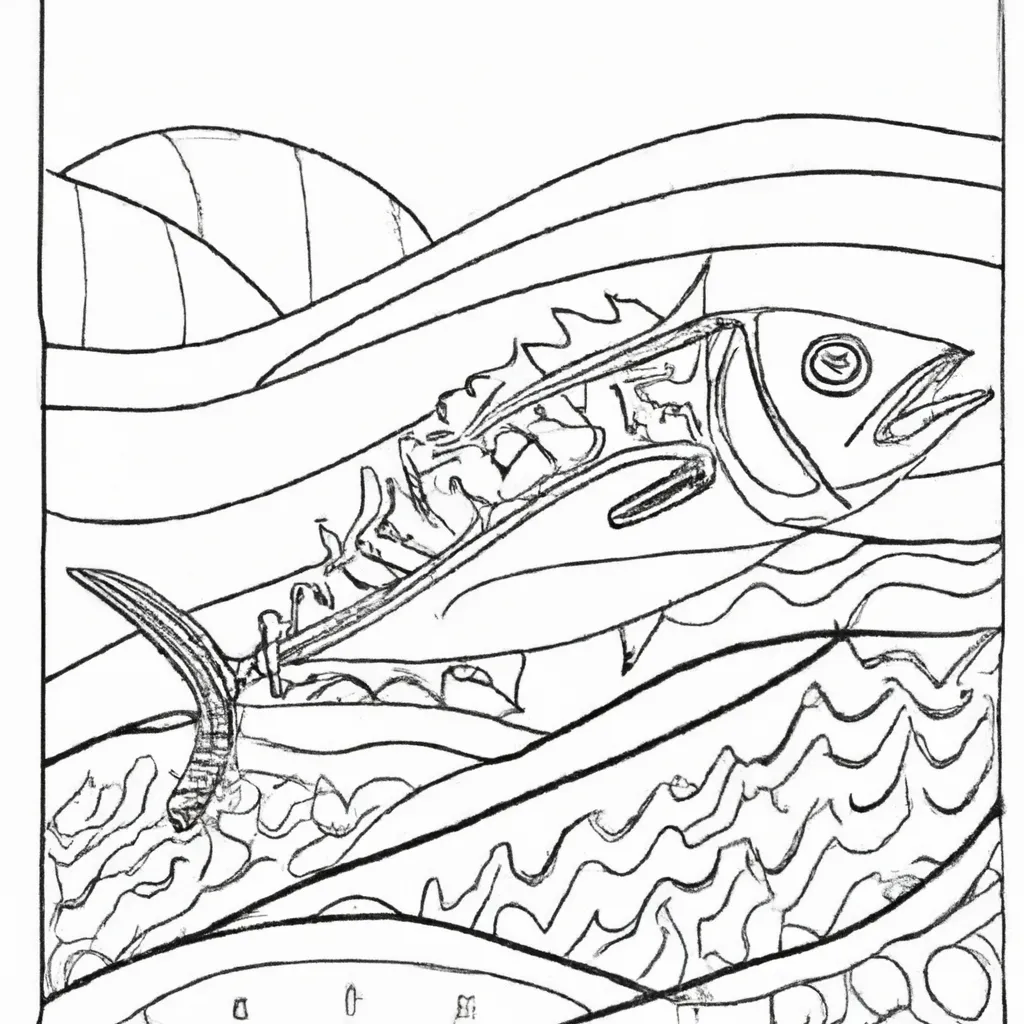 Arte no Mar: Desenhos de Atum para Colorir 14