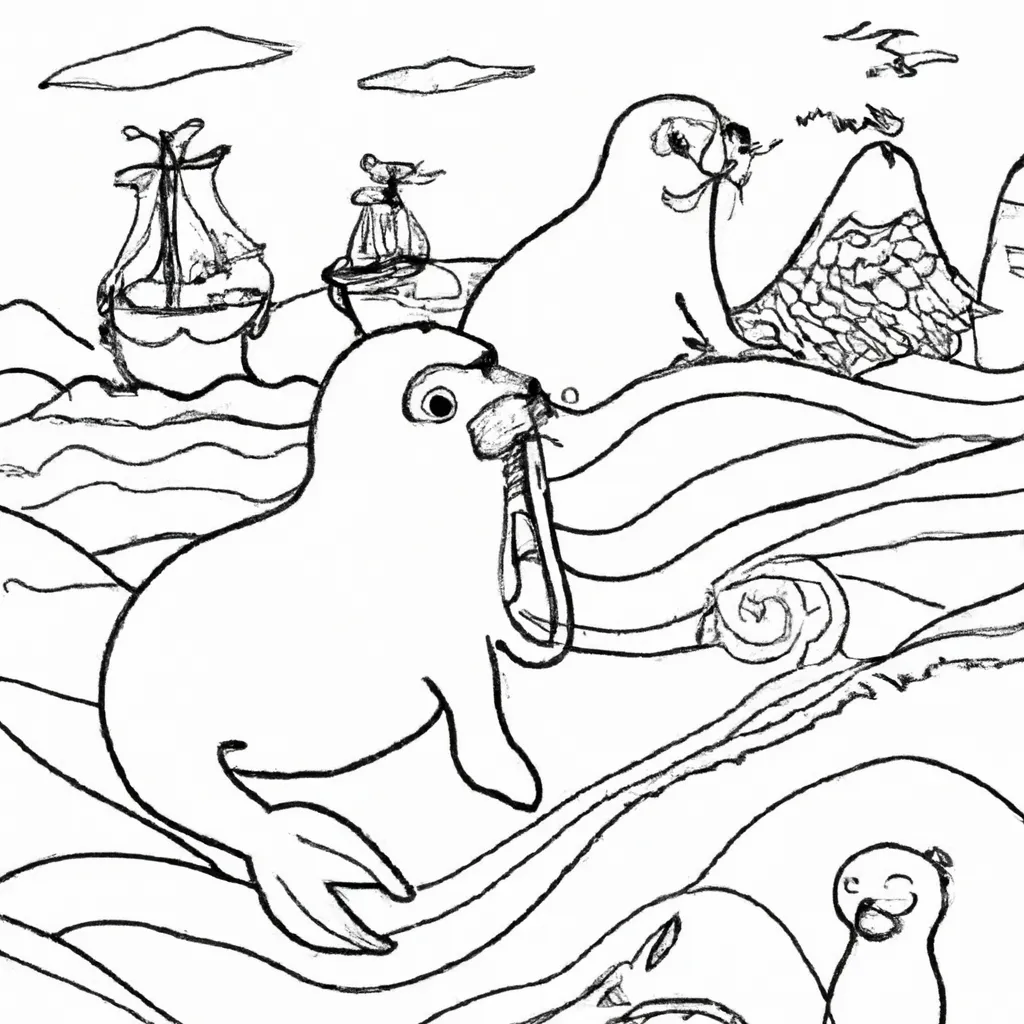 Aventure-se no Oceano com Desenhos de Focas para Colorir 28