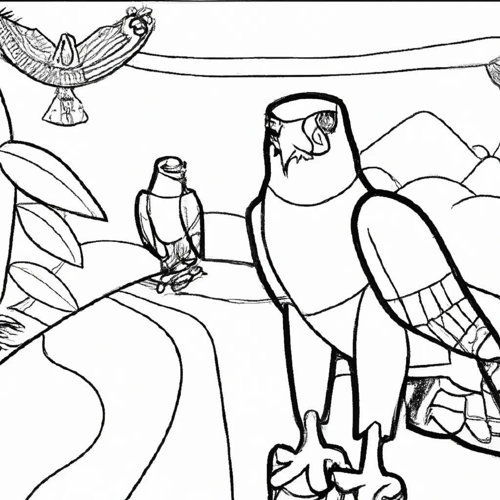 Voe com a Imaginação nos Desenhos de Falcões-Peregrinos para Colorir 2