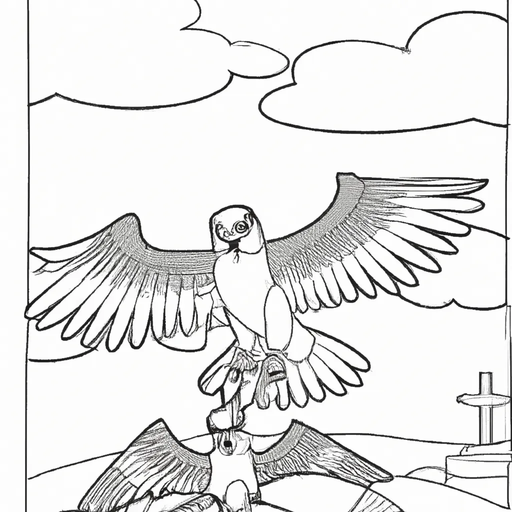 Voe com a Imaginação nos Desenhos de Falcões-Peregrinos para Colorir 24