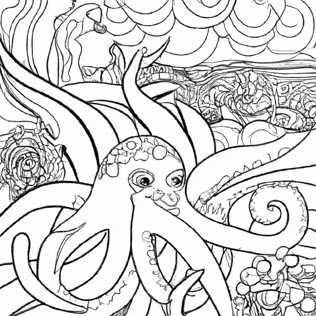 Divirta-se no Oceano com Desenhos de Polvos Gigantes para Colorir 22 Divirta-se no Oceano com Desenhos de Polvos Gigantes para Colorir 21