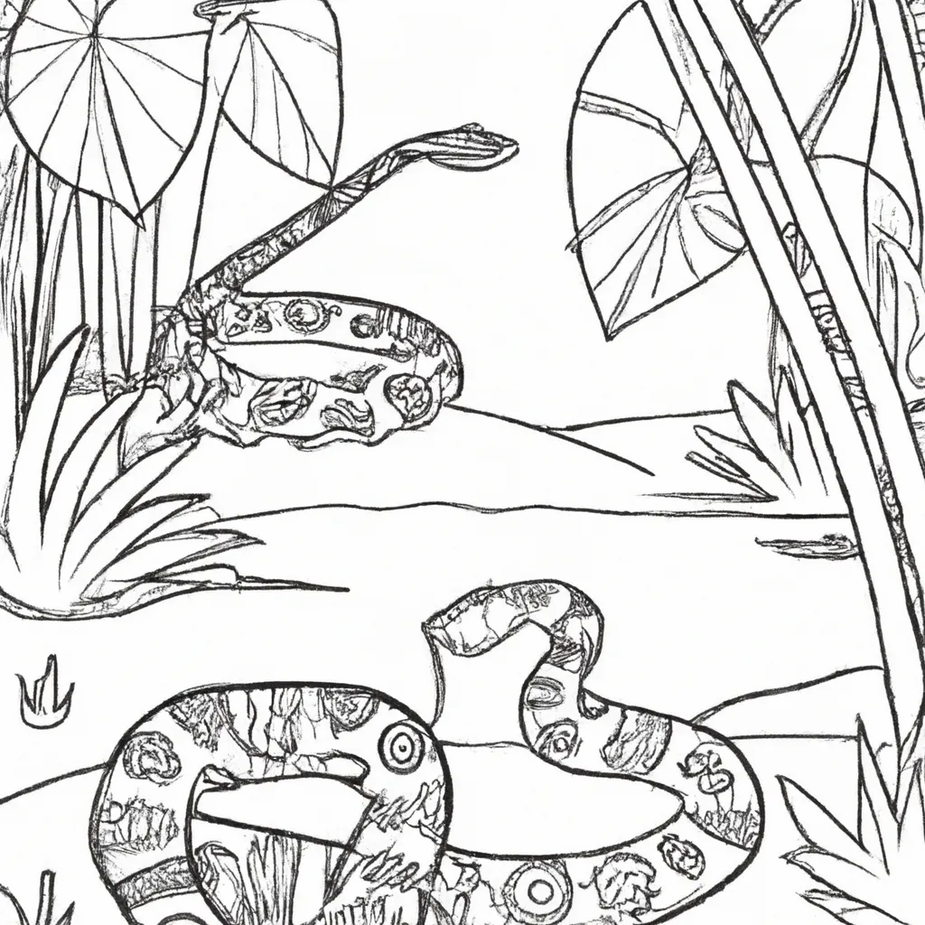Conheça a Selva com Desenhos de Anacondas para Colorir 20