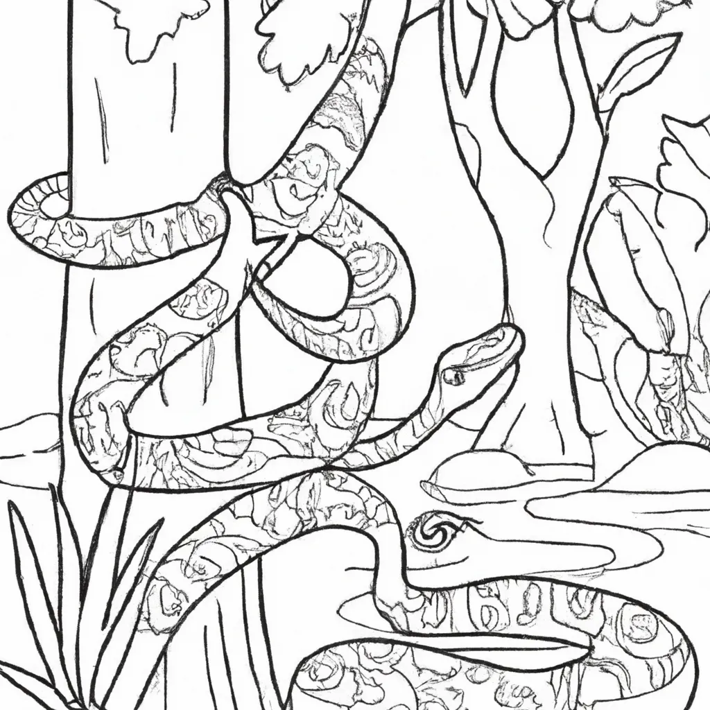 Conheça a Selva com Desenhos de Anacondas para Colorir 8