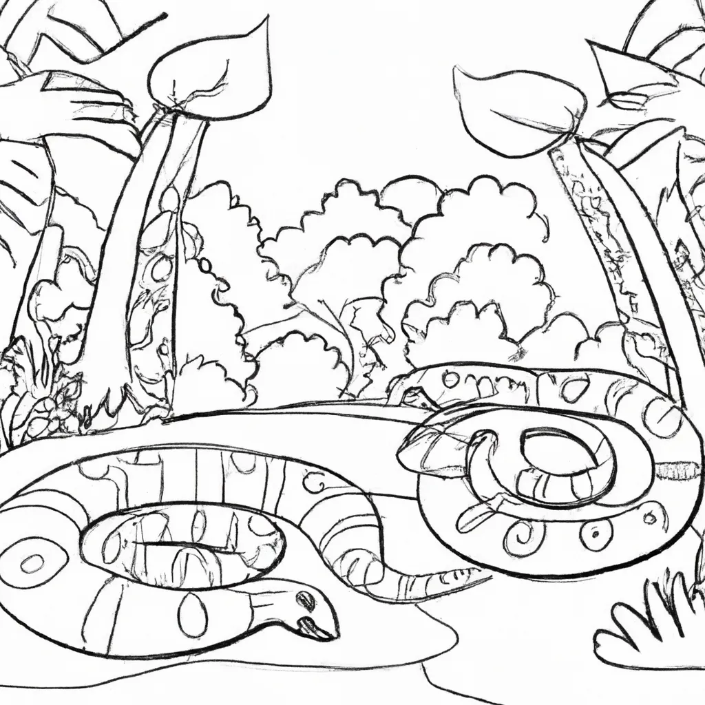 Conheça a Selva com Desenhos de Anacondas para Colorir 10