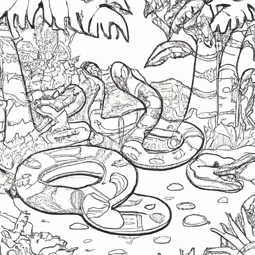 Conheça a Selva com Desenhos de Anacondas para Colorir 18