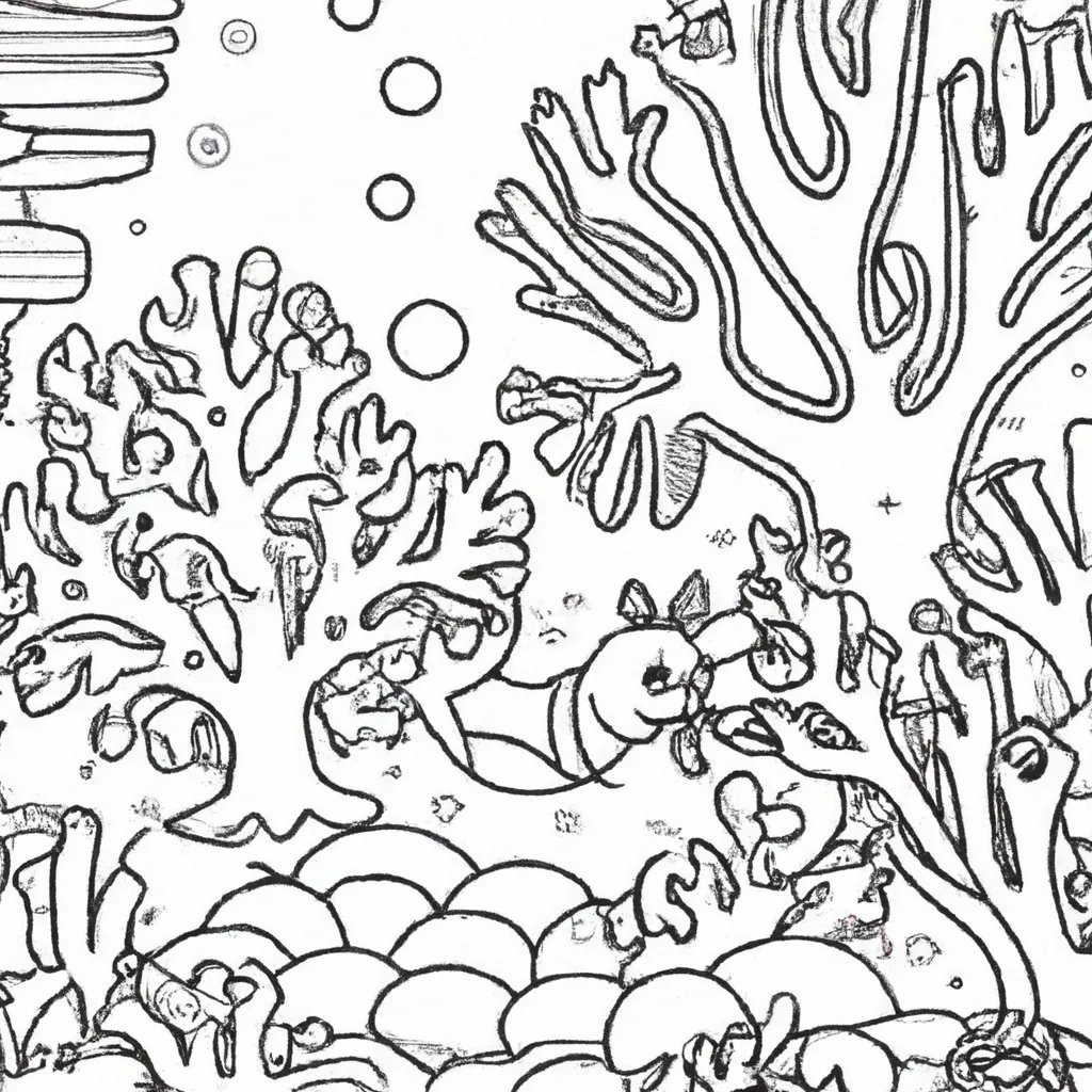 Mergulhe no Mar com Desenhos de Corais para Colorir 24