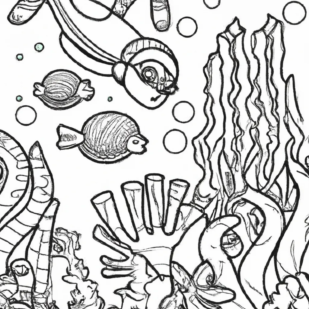 Mergulhe no Mar com Desenhos de Corais para Colorir 8