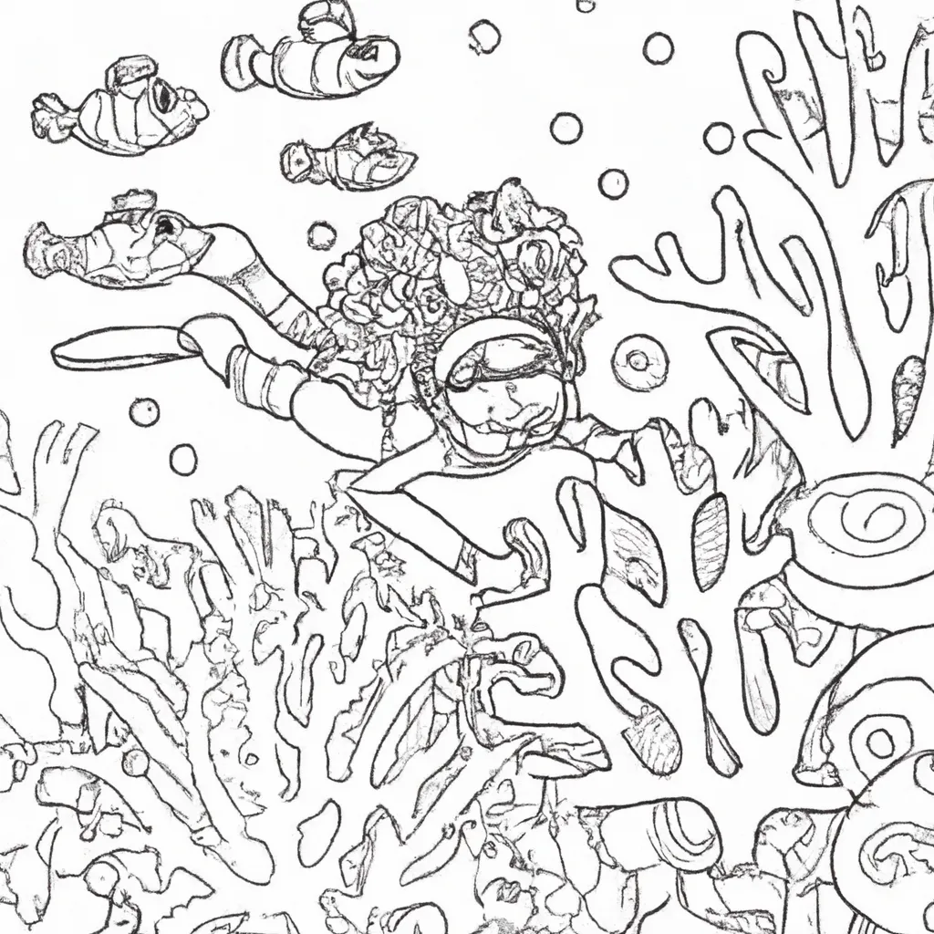 Mergulhe no Mar com Desenhos de Corais para Colorir 10