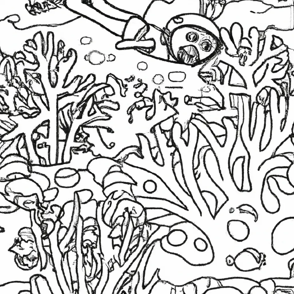 Mergulhe no Mar com Desenhos de Corais para Colorir 18