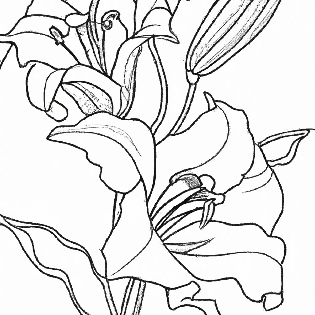 Embeleze Seu Dia com Desenhos de Lírios para Colorir 22