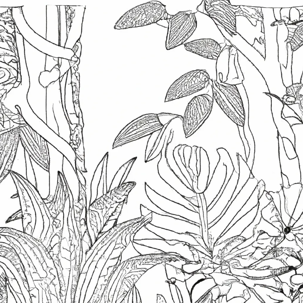 Cores Da Selva: Desenhos Exóticos De Florestas Tropicais Para Colorir 4