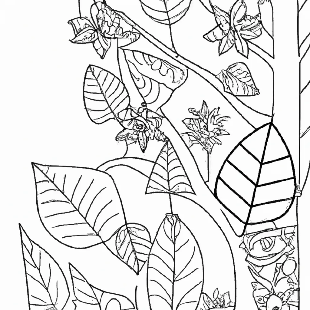 Sua Arte Colorida: Desenhos De Folhas E Árvores Para Preencher 26