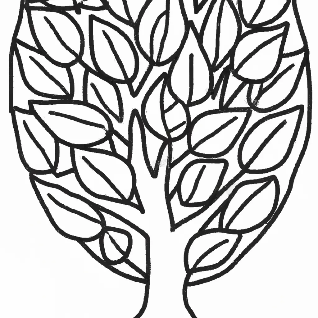 Sua Arte Colorida: Desenhos De Folhas E Árvores Para Preencher 14
