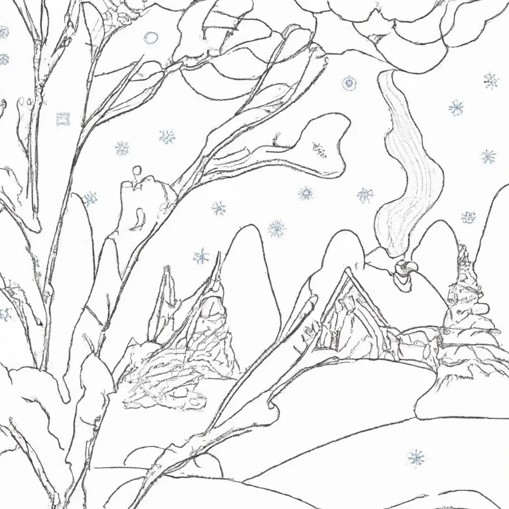 Maravilhas Do Inverno: Desenhos De Paisagens Nevadas Para Colorir 2