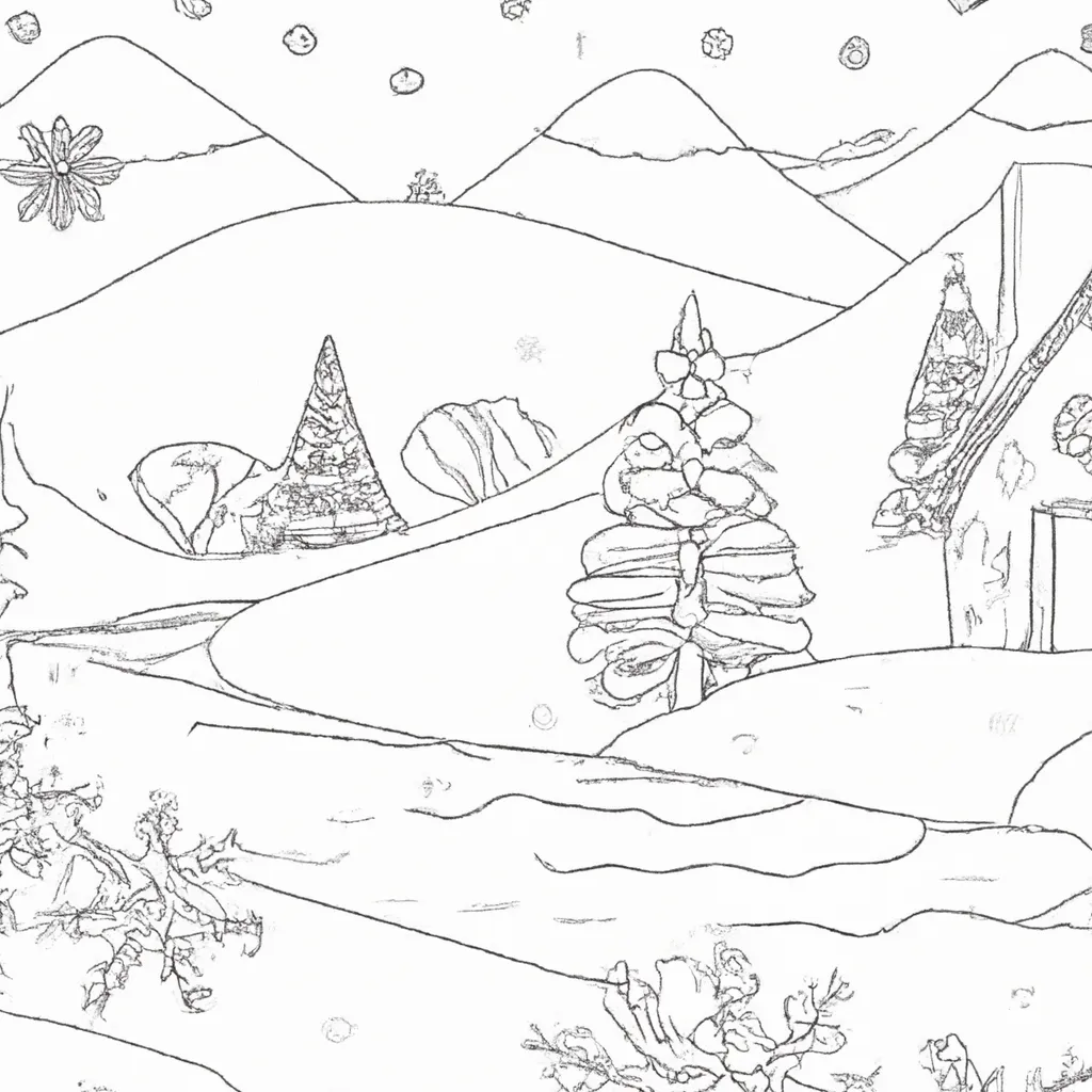 Maravilhas Do Inverno: Desenhos De Paisagens Nevadas Para Colorir 22