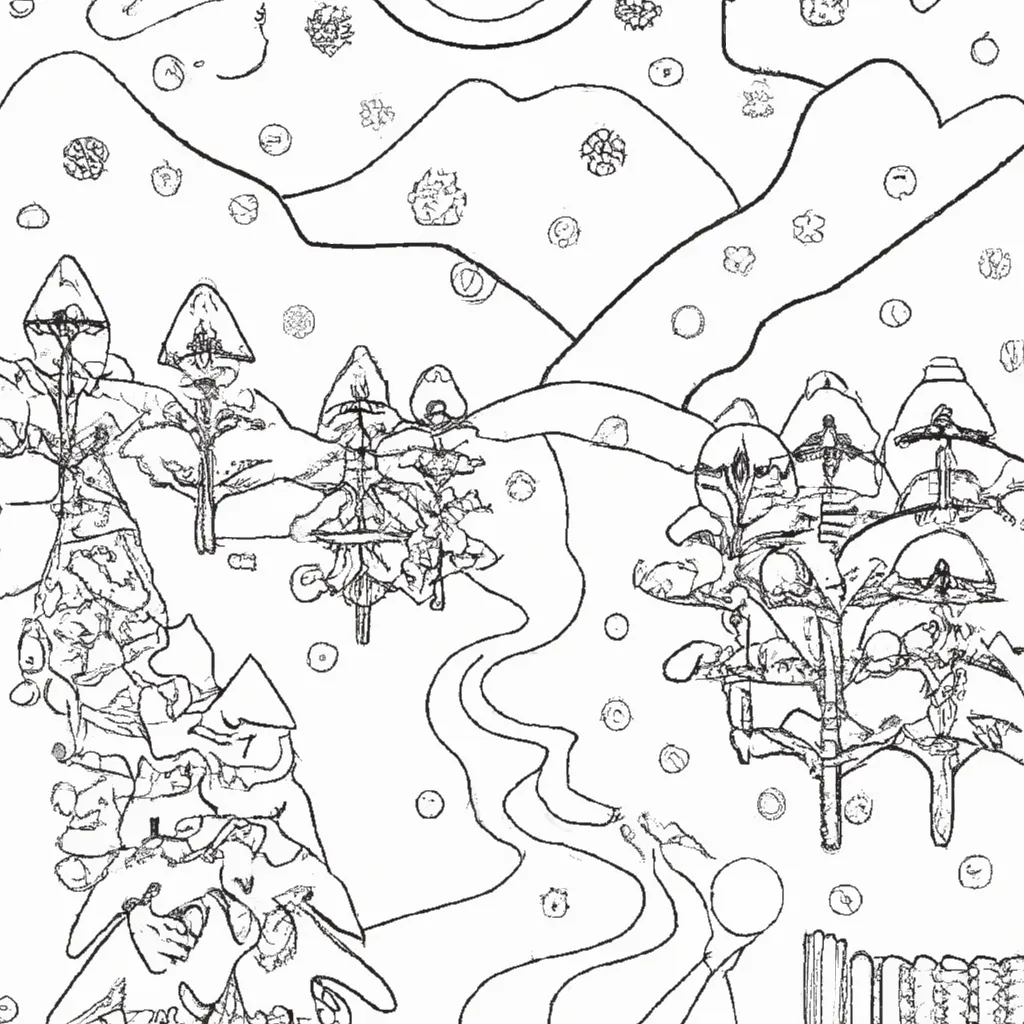 Maravilhas Do Inverno: Desenhos De Paisagens Nevadas Para Colorir 12